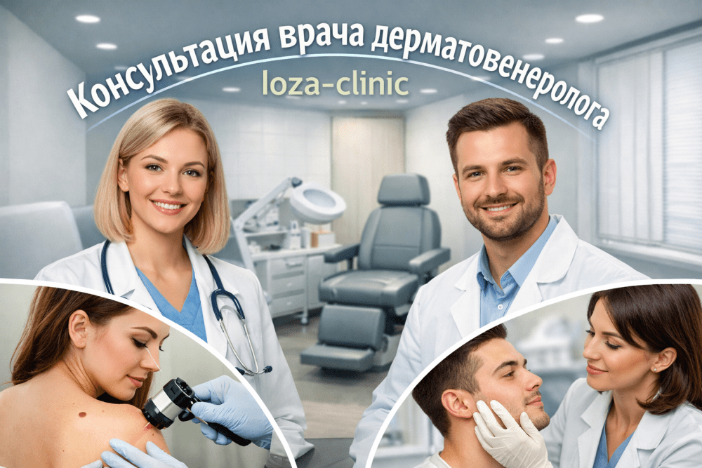 Первичная консультация врача дерматовенеролога с осмотром кожи