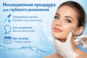Глубокое увлажнение и восстановление кожи, Инъекционная процедура для глубокого увлажнения, Восстановления кожи с использованием биоревитализанта, Инъекции для увлажнения кожи лица, Уколы для увлажнения кожи лица