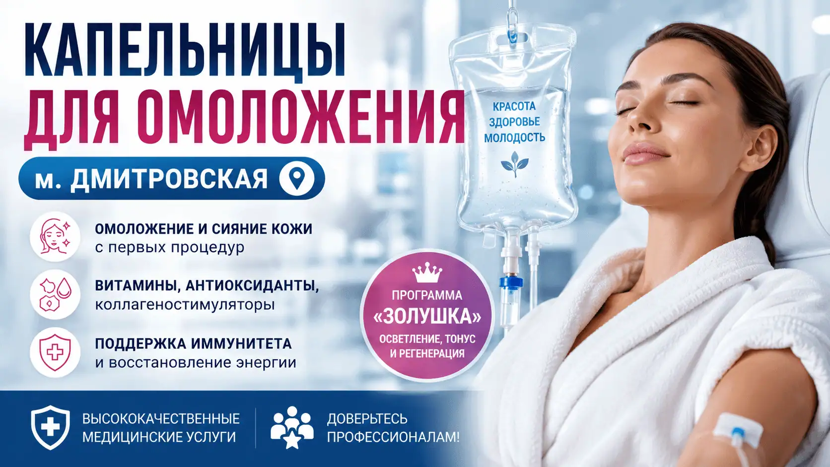 Капельницы для омоложения м. Дмитровская — капельница красоты для омоложения и восстановления организма