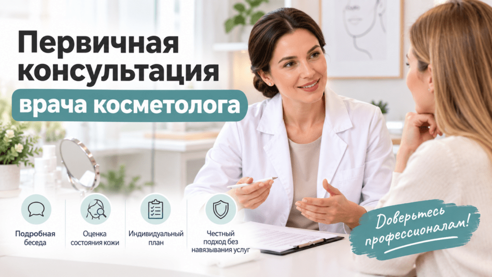 Прием врача дерматолога-косметолога: лечение акне, розацеа, подбор процедур